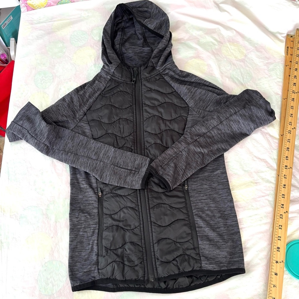 NWOT STOIC Puffer jacket Black Gray Full Zip Hybrid Fleece SZ XS - Picture 3 of 11